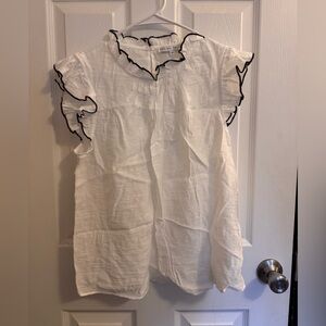 English Factory White Top with Black Trimming